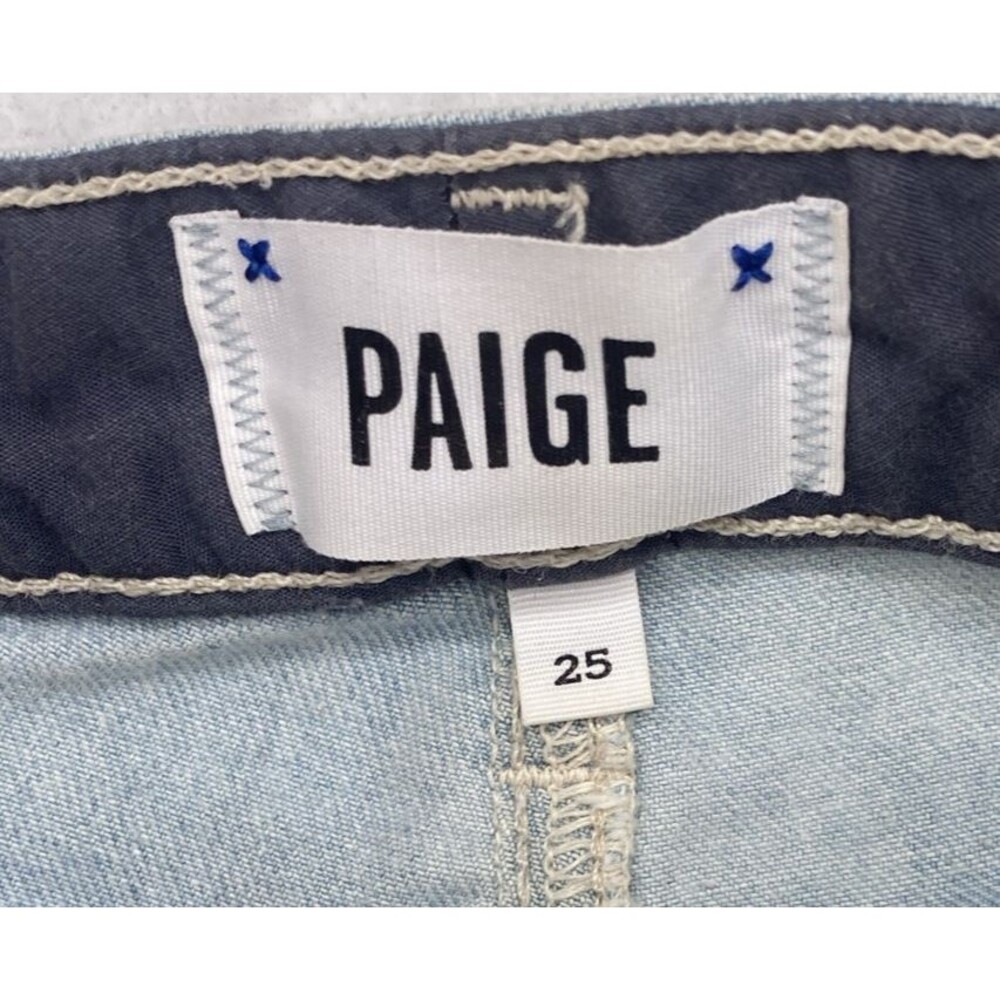 PAIGE Edgemont Skinny Zip Jeans Women’s 25 Light Wash USA Made Stretch Denim - Picture 5 of 14